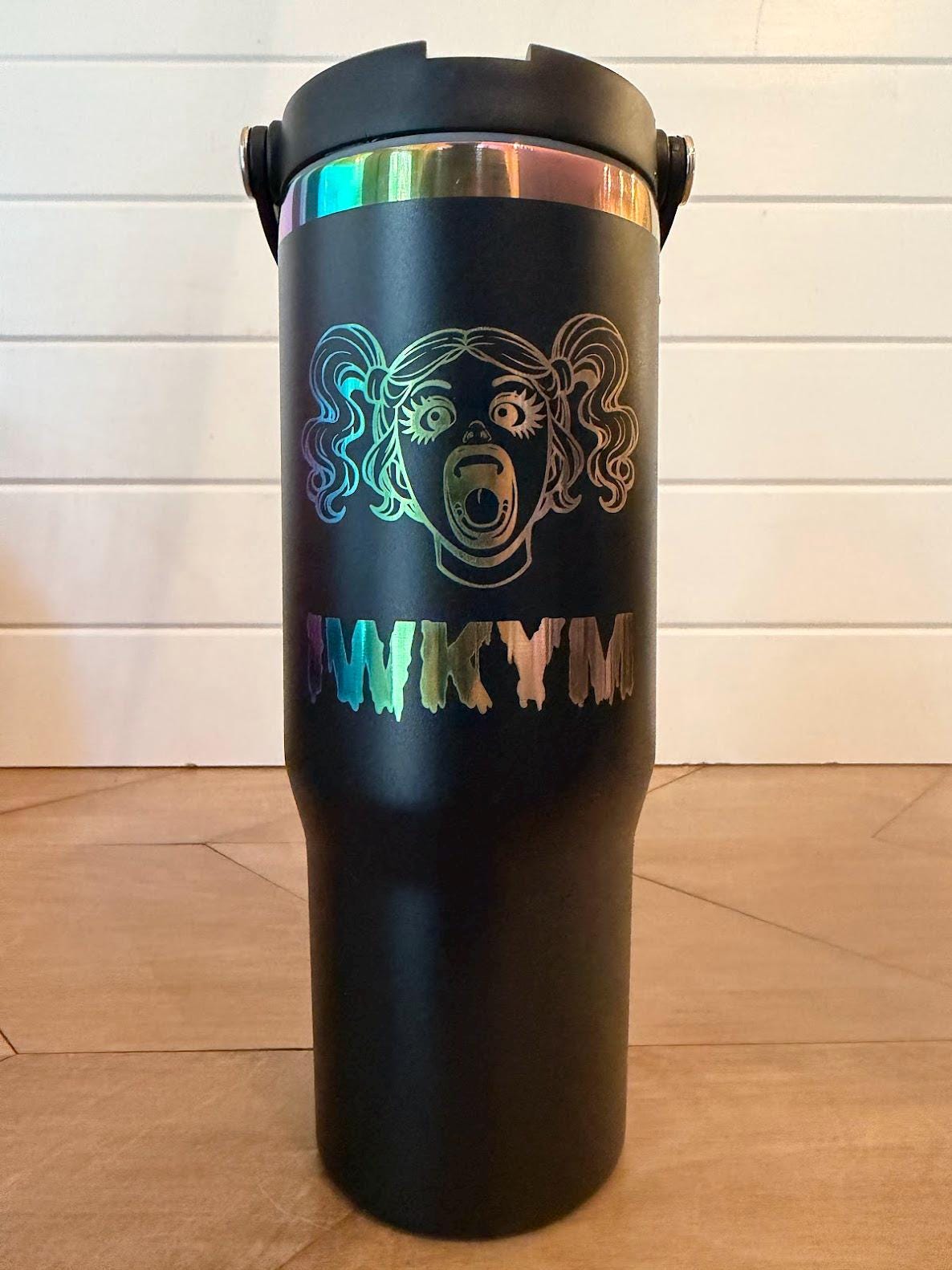 Dungeon Crawler Carl Samantha Tumbler | IWKYM Yoo Hoo Cup | 30oz Engraved Rainbow Stainless Steel | Black or White | Nerdy Gift