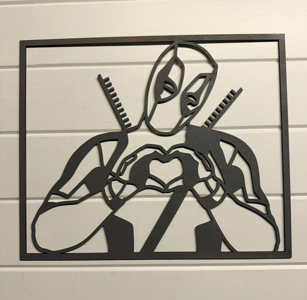 Deadpool Layered Wood Wall Art | 3D Laser Cut Marvel Decor | Funny Antihero Sign | Handmade Comic Wall Hanging