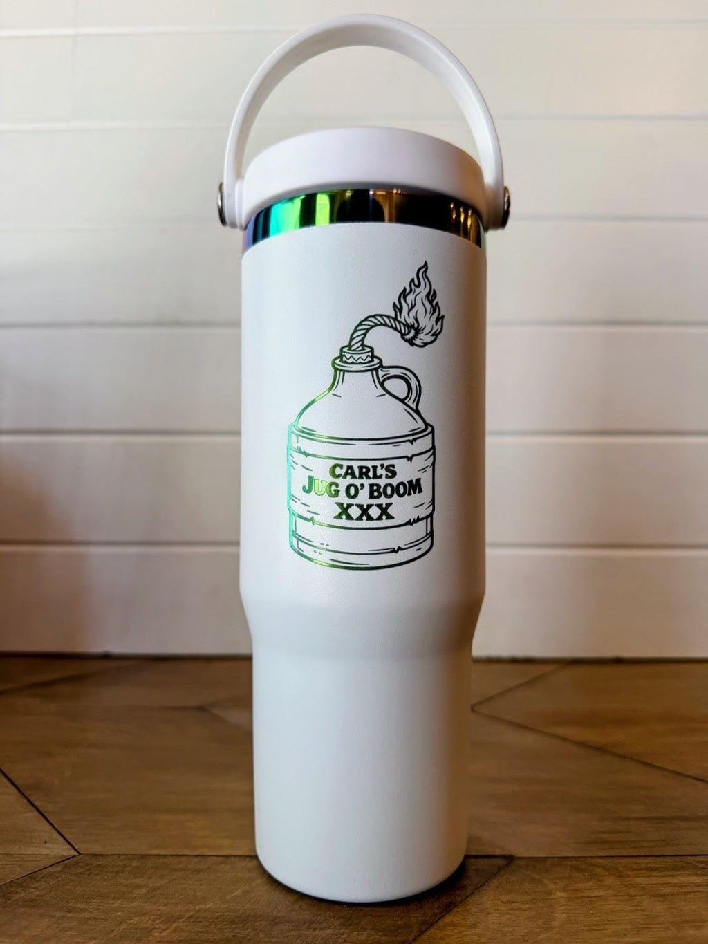 Carl's Jug O Boom | Dungeon Crawler Carl Tumbler |  30oz Rainbow Engraved Cup | Black or White Stainless Steel