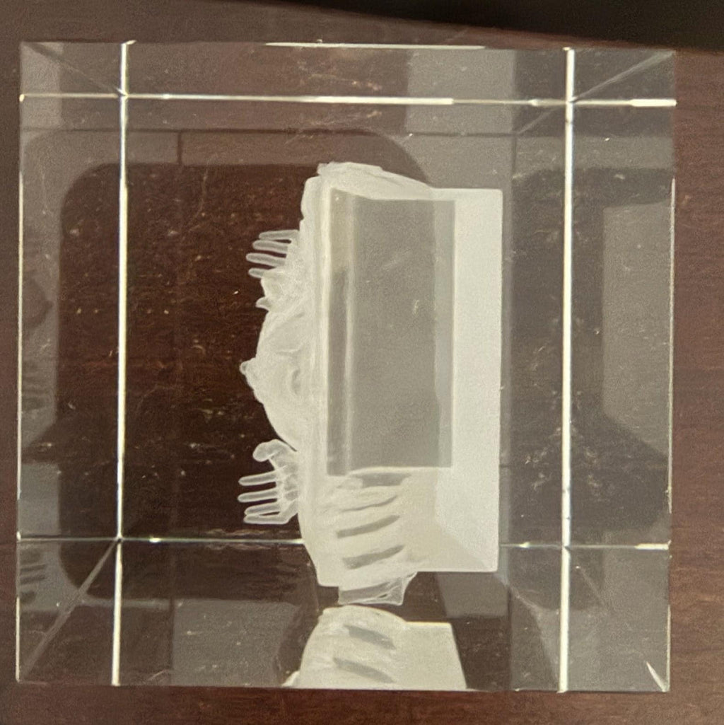 Han Solo in Carbonite Crystal Cube | Laser Engraved Star Wars Display | 3D Glass Block Collectible | Sci Fi Fan Gift Decor