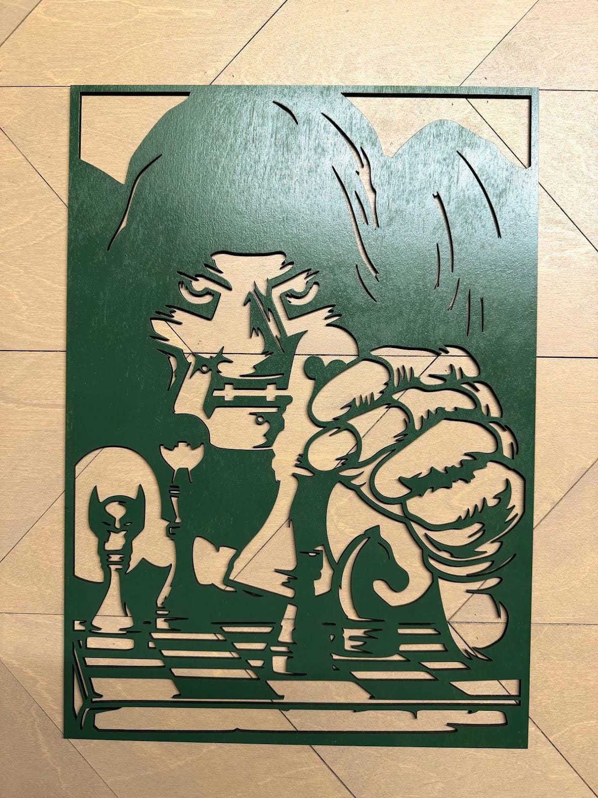 Dr Doom Layered Wood Wall Art | Marvel Inspired Decor | 3D Laser Cut Framed Sign | Supervillain Wall Art | Nerd Room Decor