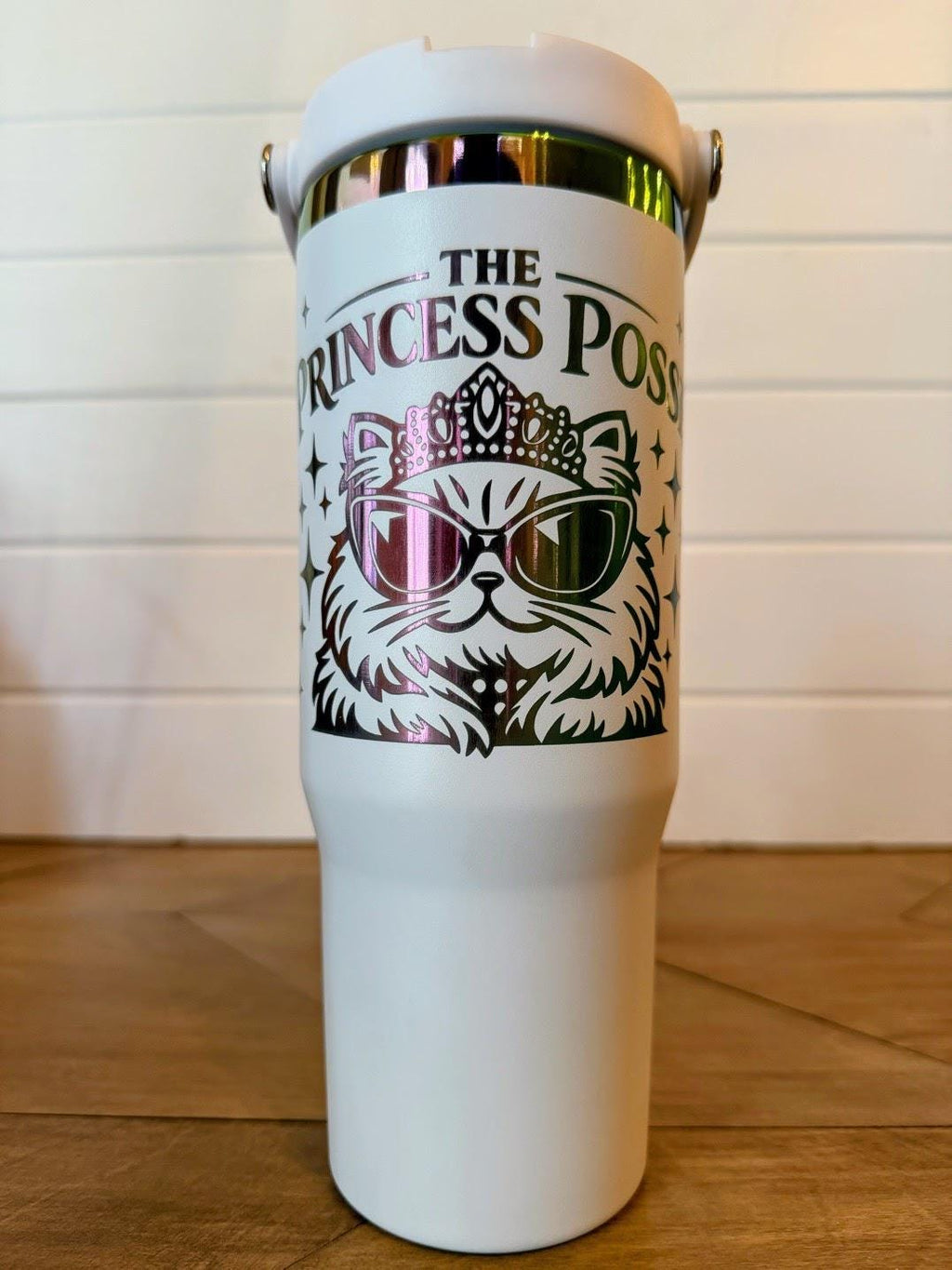 Princess Posse Tumbler | Dungeon Crawler Carl Princess Donut | 30oz Rainbow Engraved Cup | Black White Stainless Steel