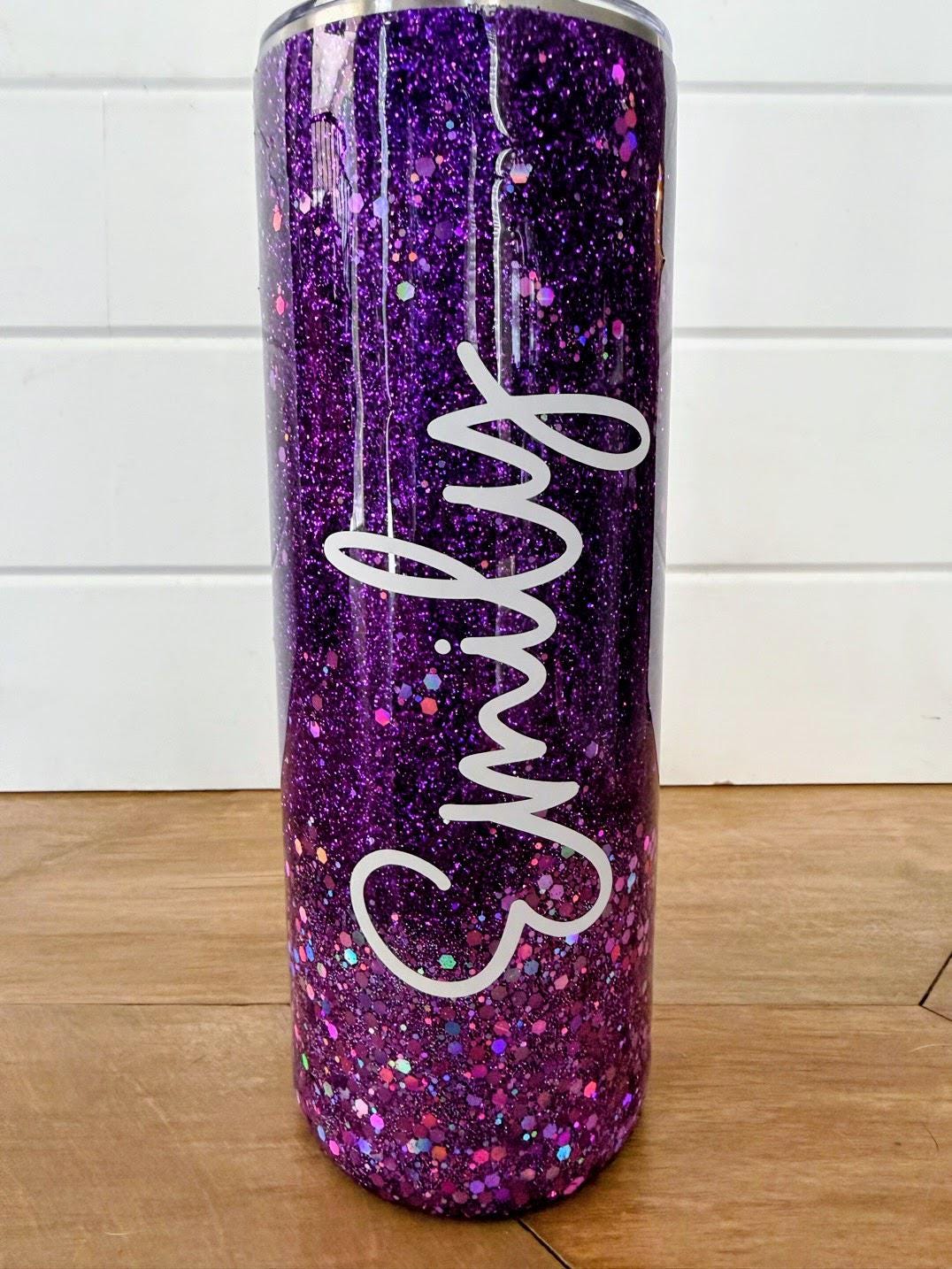 Princess Posse Glitter Tumbler | Dungeon Crawler Carl Inspired | Personalized Name Cup | 20oz Slim Stainless Steel | Purple Glitter