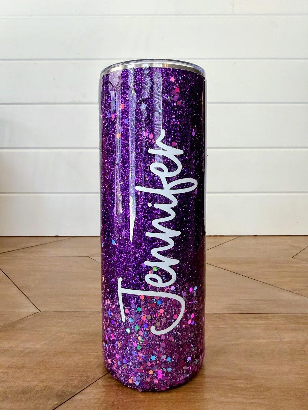 Princess Posse Glitter Tumbler | Dungeon Crawler Carl Inspired | Personalized Name Cup | 20oz Slim Stainless Steel | Purple Glitter
