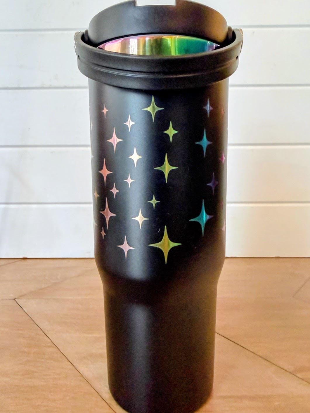 Princess Posse Tumbler | Dungeon Crawler Carl Princess Donut | 30oz Rainbow Engraved Cup | Black White Stainless Steel