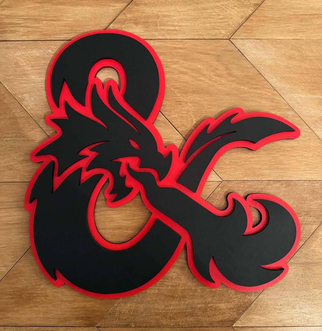 Dungeons and Dragons Dragon Ampersand – Layered Wood DND Wall Decor