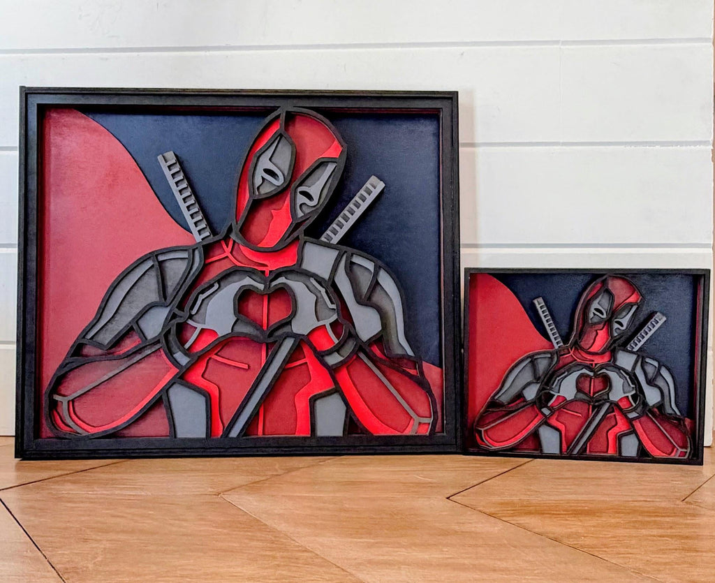 Deadpool Layered Wood Wall Art | 3D Laser Cut Marvel Decor | Funny Antihero Sign | Handmade Comic Wall Hanging