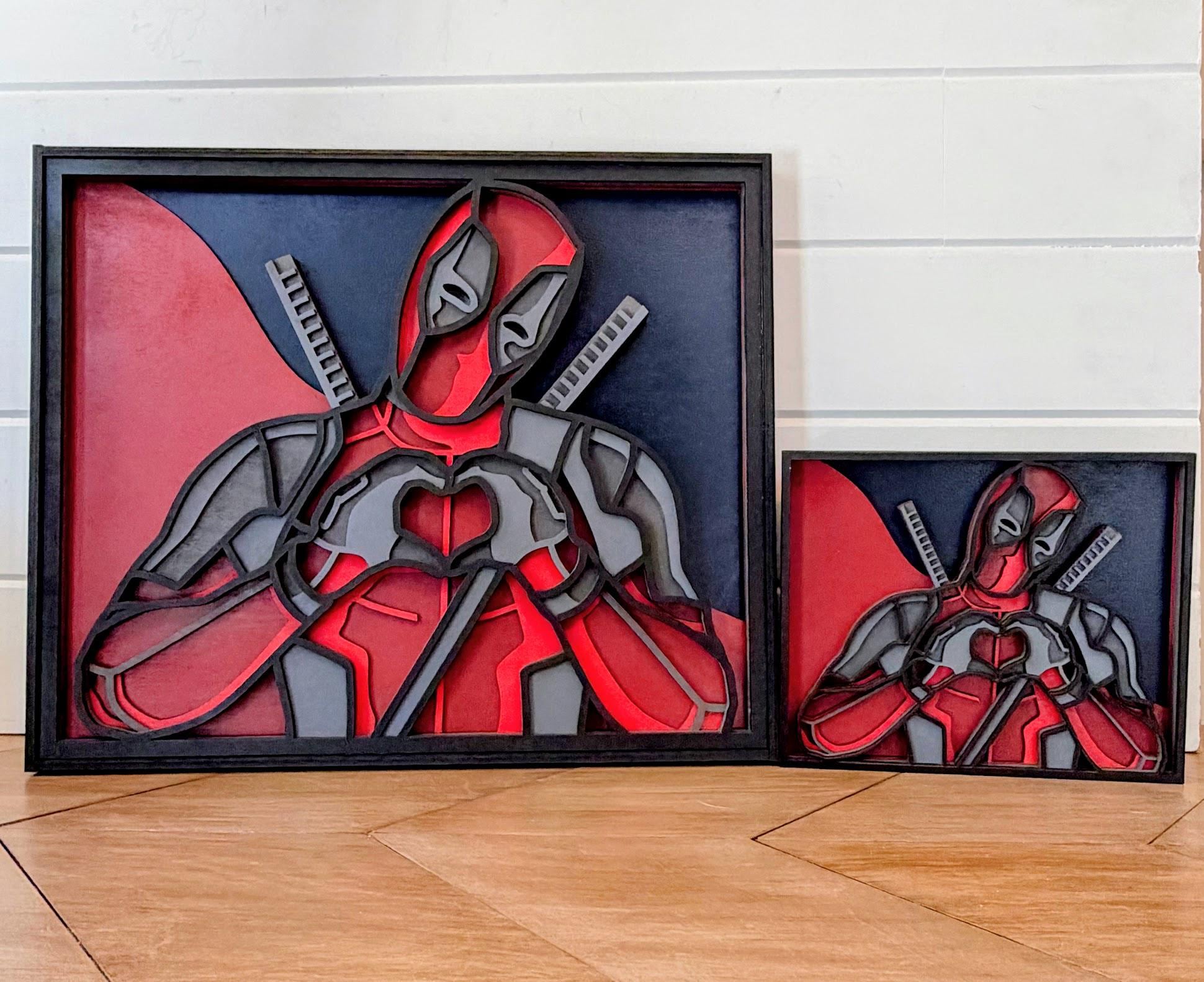 Deadpool Layered Wood Wall Art | 3D Laser Cut Marvel Decor | Funny Antihero Sign | Handmade Comic Wall Hanging