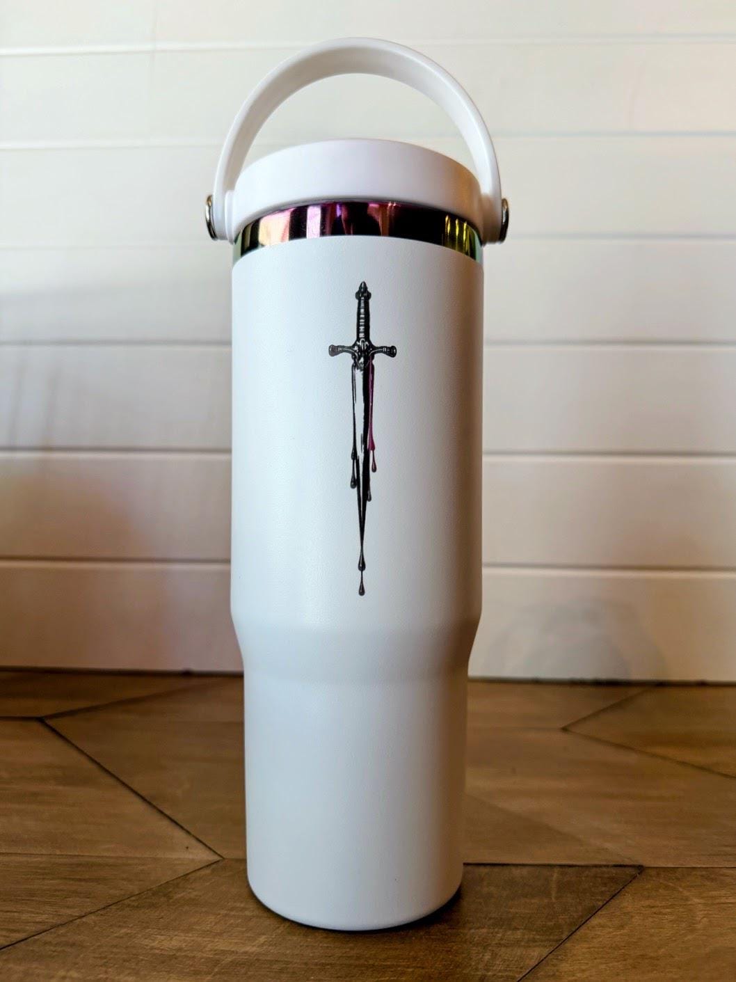 Dungeon Crawler Carl Tumbler | Desperado Club Dagger Design | 30oz Rainbow Engraved Cup | Black or White