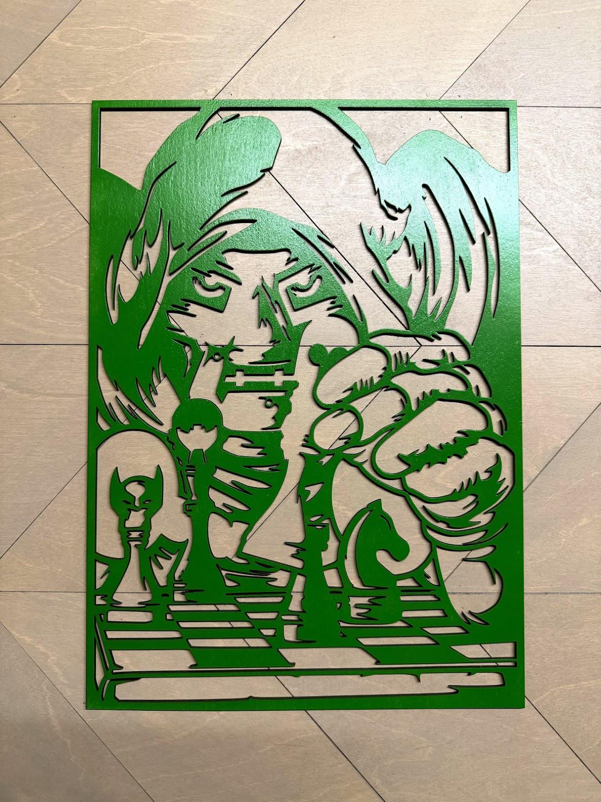 Dr Doom Layered Wood Wall Art | Marvel Inspired Decor | 3D Laser Cut Framed Sign | Supervillain Wall Art | Nerd Room Decor