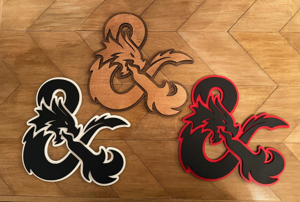 Dungeons and Dragons Dragon Ampersand – Layered Wood DND Wall Decor