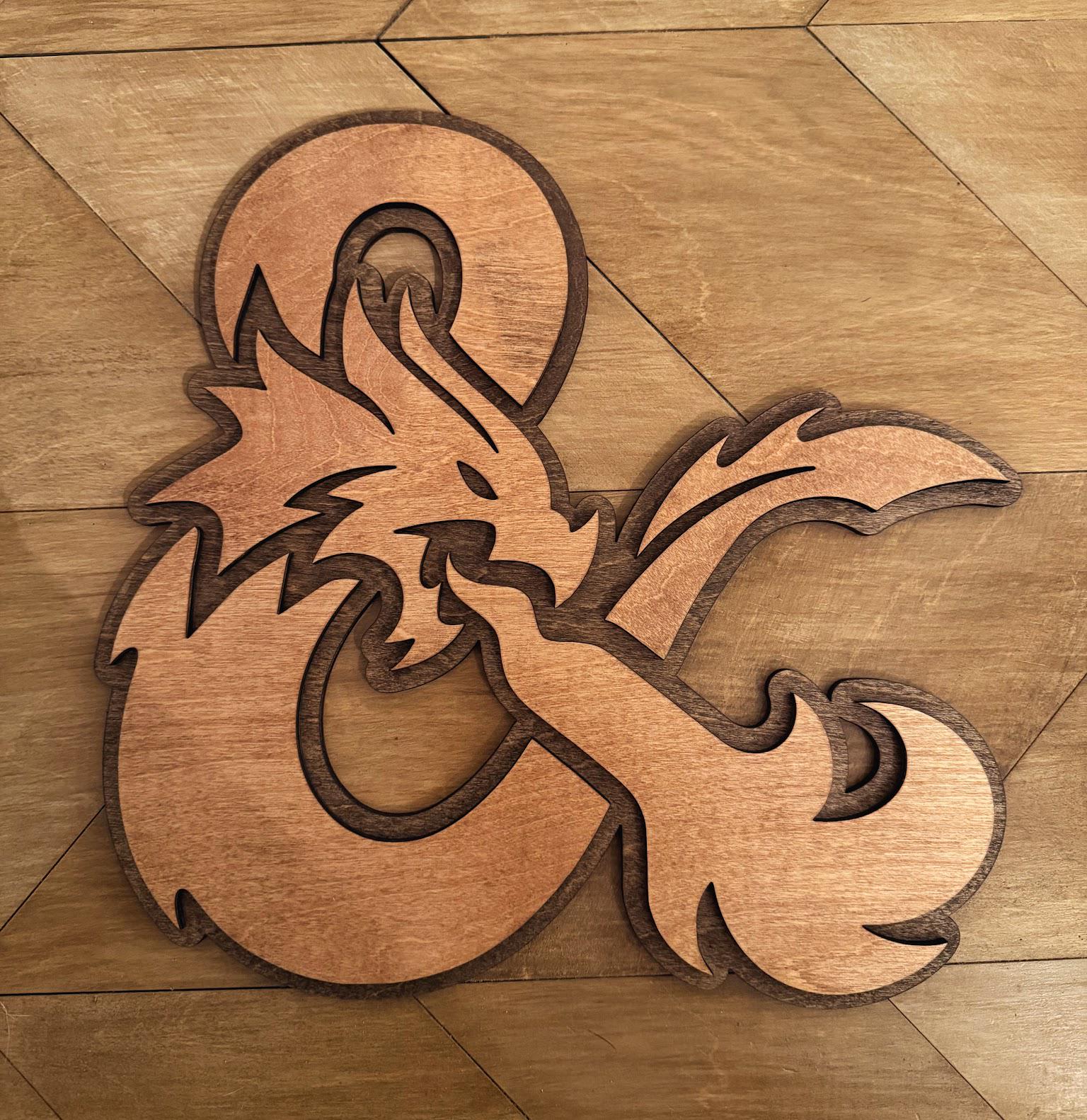 Dungeons and Dragons Dragon Ampersand – Layered Wood DND Wall Decor