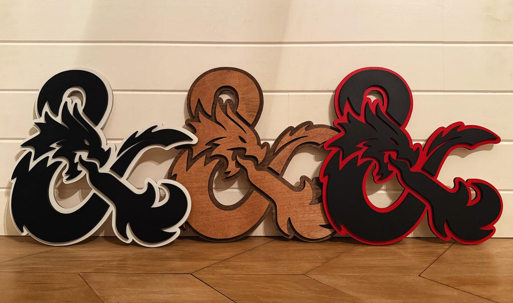 Dungeons and Dragons Dragon Ampersand – Layered Wood DND Wall Decor
