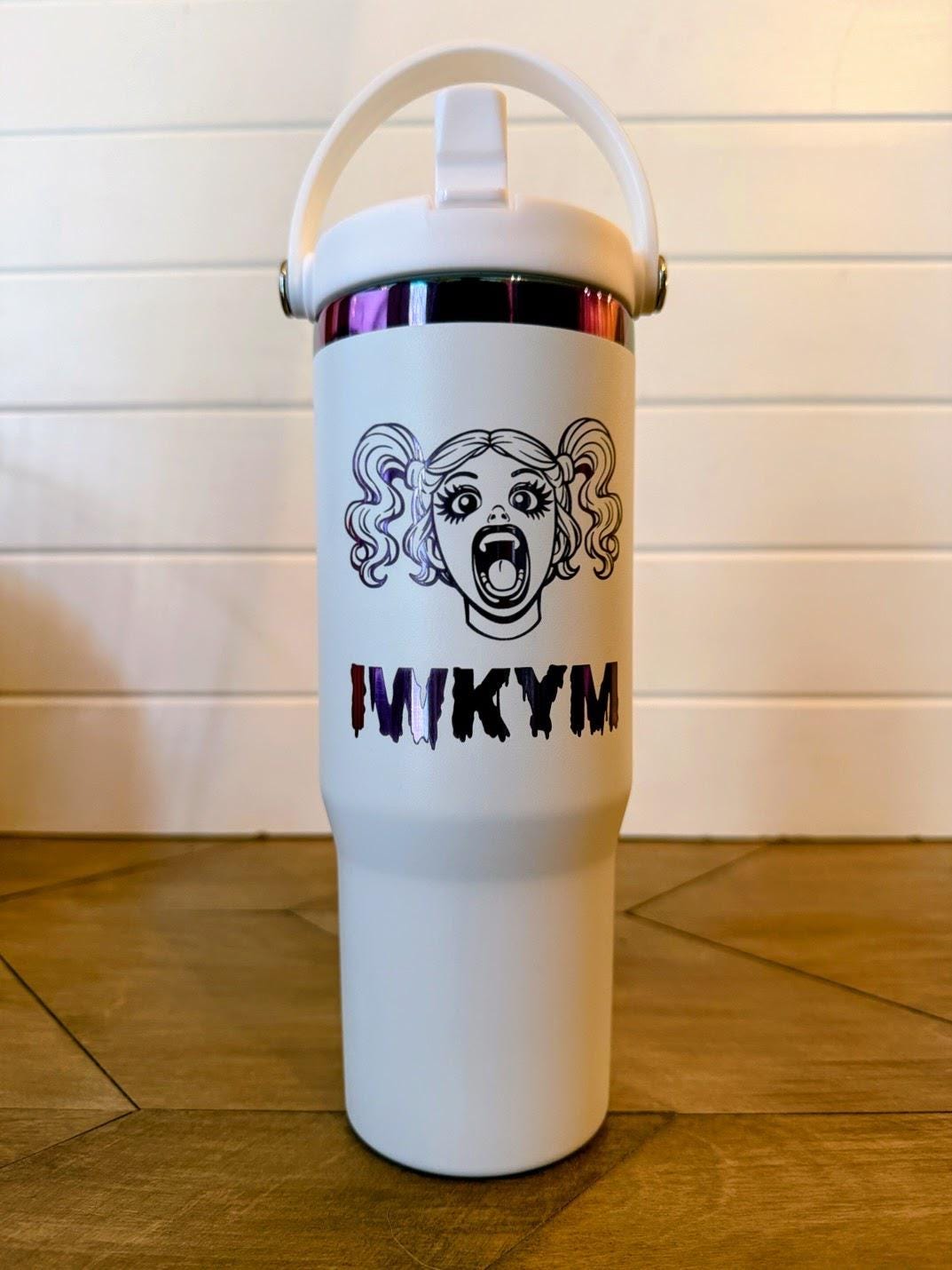 Dungeon Crawler Carl Samantha Tumbler | IWKYM Yoo Hoo Cup | 30oz Engraved Rainbow Stainless Steel | Black or White | Nerdy Gift