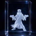 Uzi Jesus Glass Engraving | HeyZoos Dungeon Crawler Carl Crystal | 3D Laser Engraved Cube | Gamer Gift | Fantasy Collectible