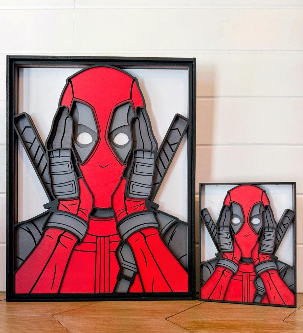 Deadpool “Oh No Anyway” Layered Wood Wall Art | 3D Laser Cut Marvel Decor | Funny Meme Superhero Sign | Handmade Comic Wall Hanging