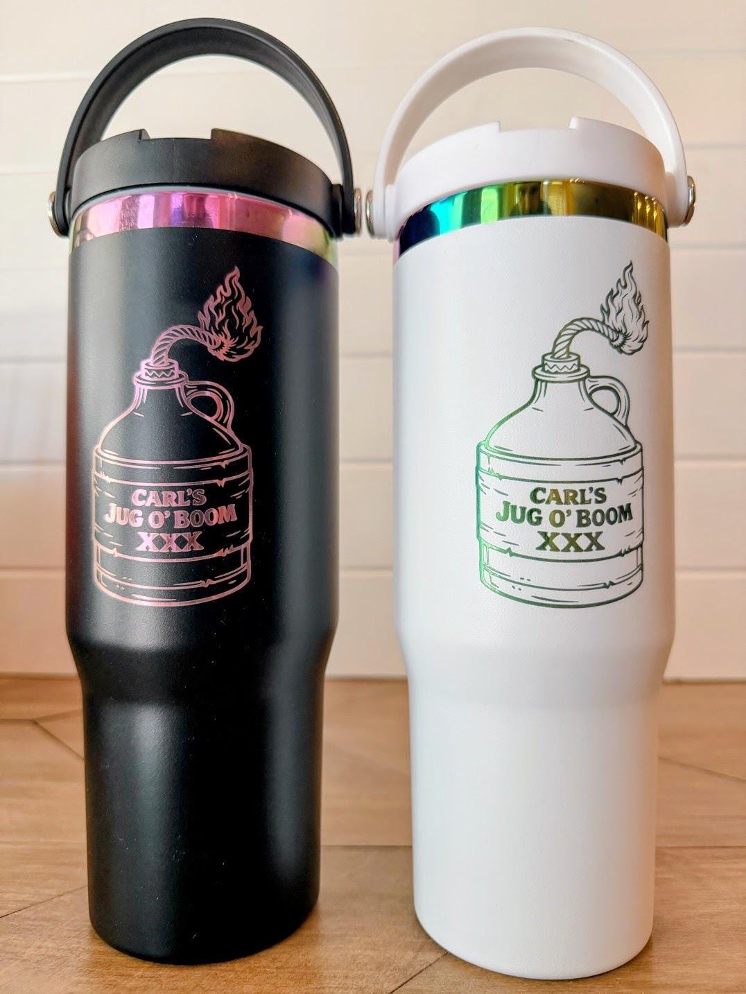 Carl's Jug O Boom | Dungeon Crawler Carl Tumbler |  30oz Rainbow Engraved Cup | Black or White Stainless Steel