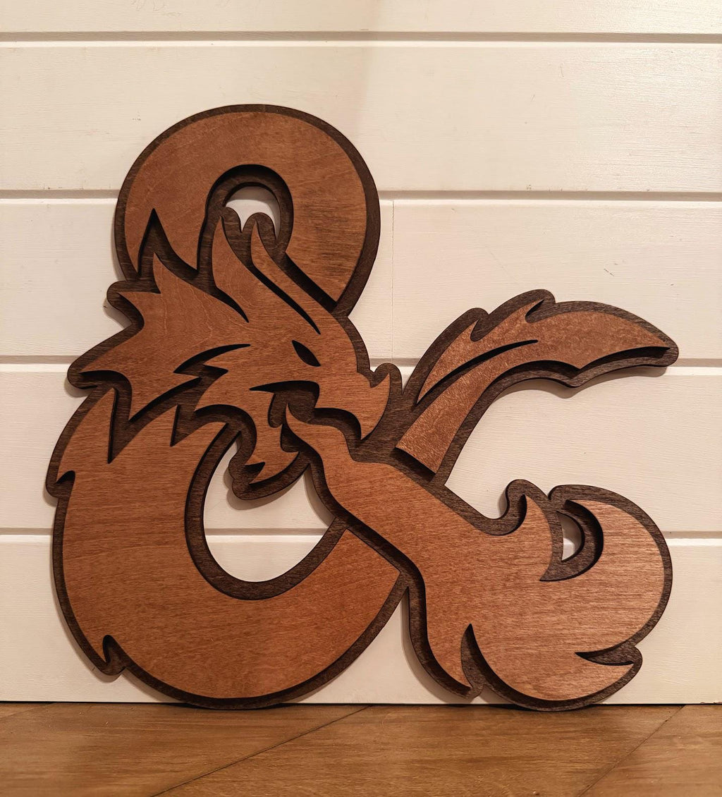 Dungeons and Dragons Dragon Ampersand – Layered Wood DND Wall Decor