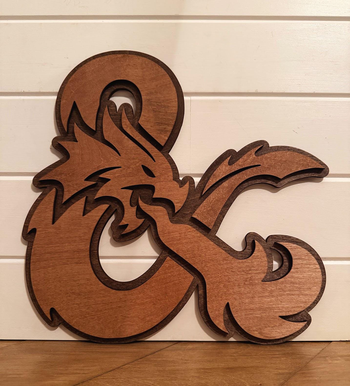 Dungeons and Dragons Dragon Ampersand – Layered Wood DND Wall Decor