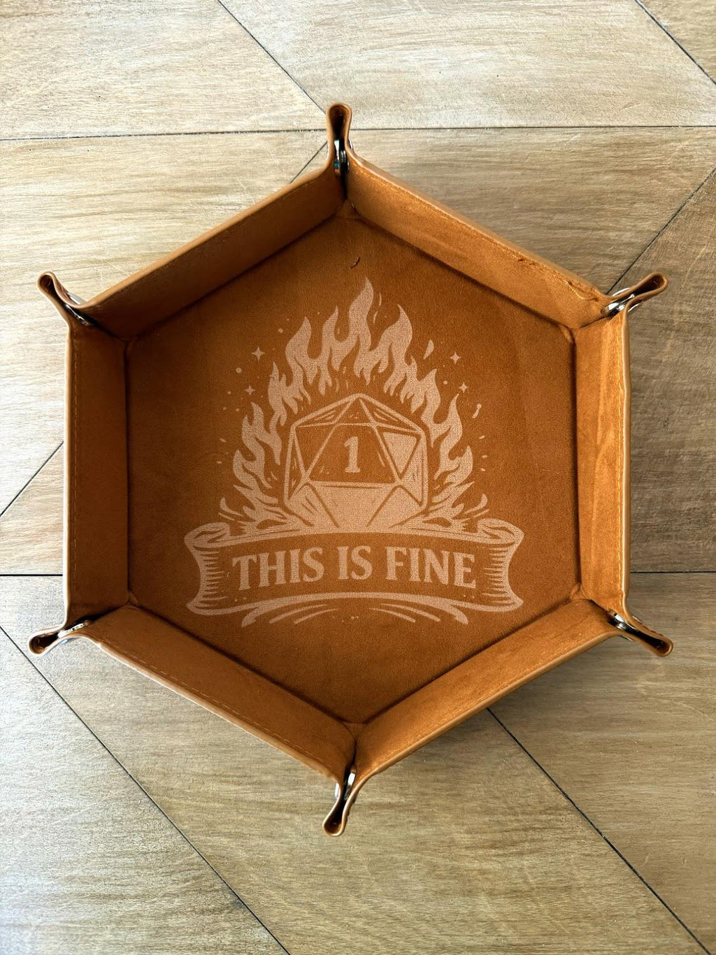 Collapsible Faux Leather Dice Tray | Laser Engraved RPG Rolling Tray (DND Gift)
