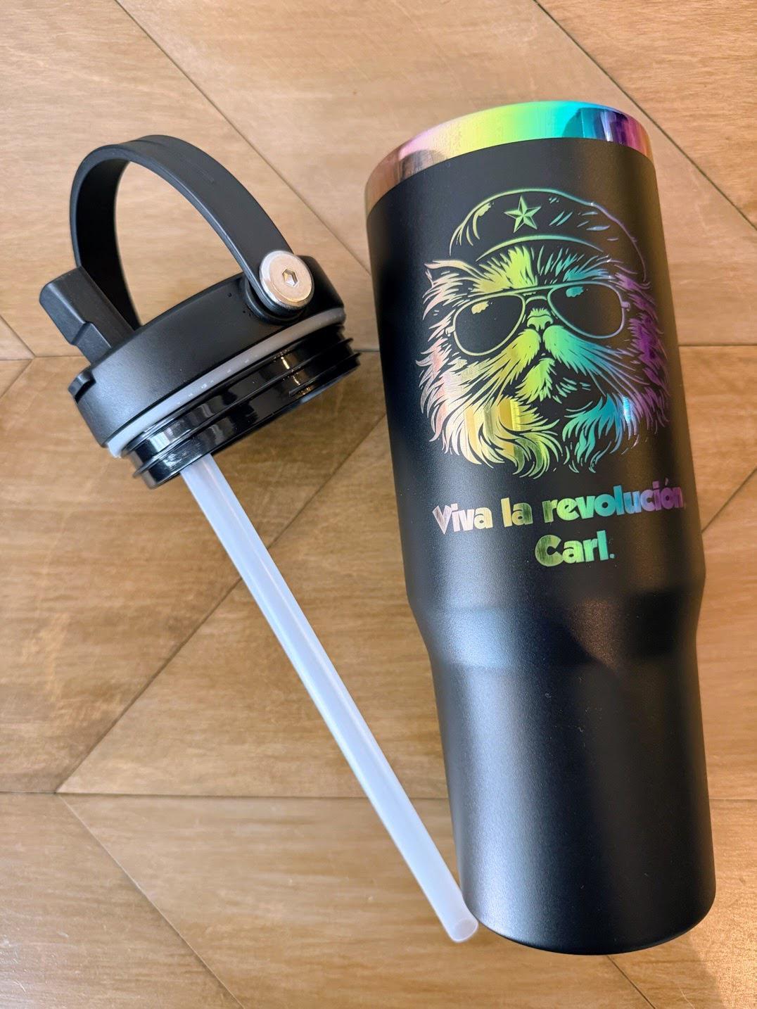 Viva La Revolucion, Carl 30 oz. Tumbler | Princess Donut Cup | Dungeon Crawler Carl 30oz Rainbow Stainless Steel | Black or White