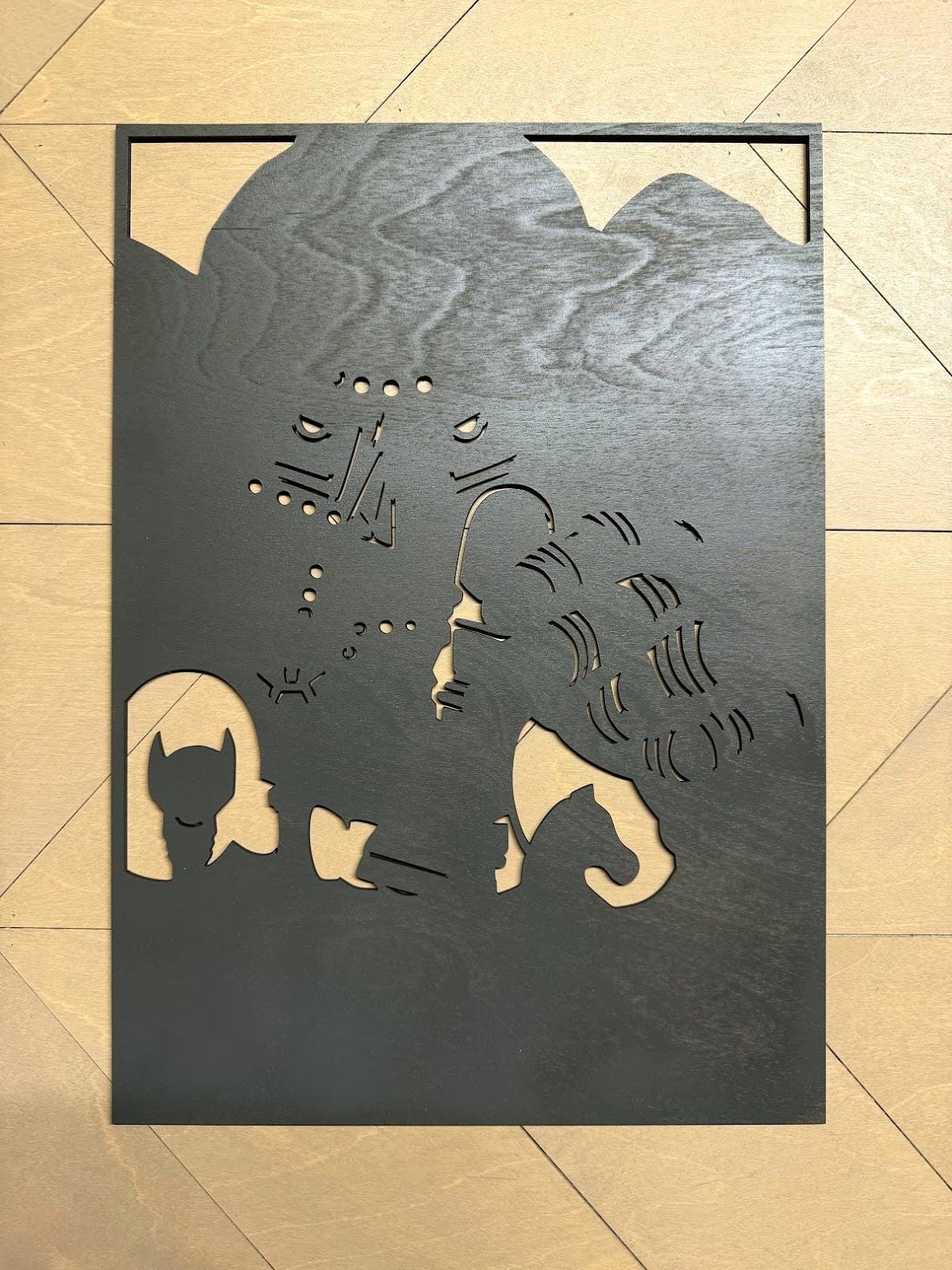 Dr Doom Layered Wood Wall Art | Marvel Inspired Decor | 3D Laser Cut Framed Sign | Supervillain Wall Art | Nerd Room Decor