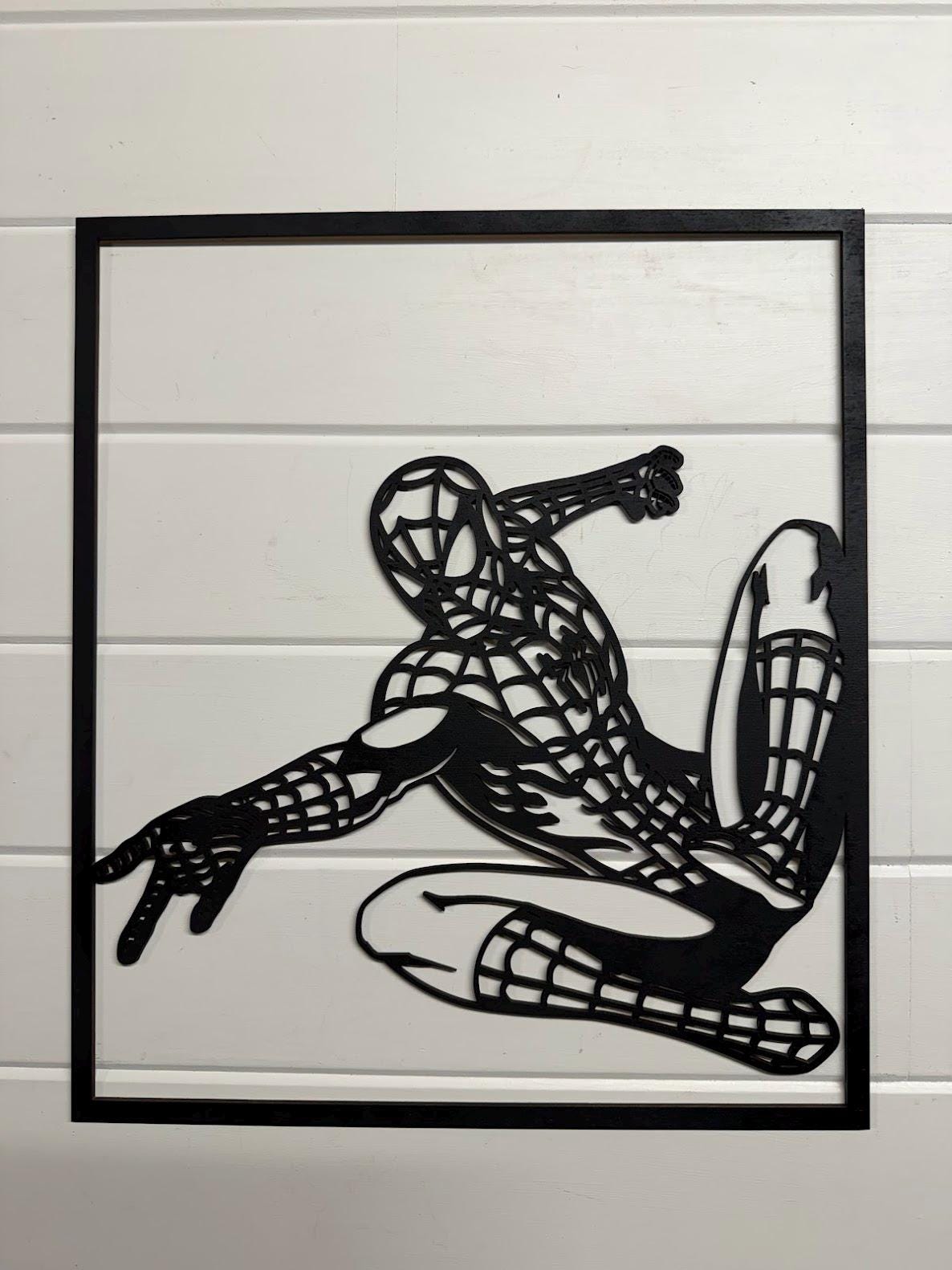 Spider-Man Layered Wood Wall Art | 3D Laser Cut Superhero Decor | Comic Style Spidey Sign | Handmade Marvel Inspired Wall Hanging