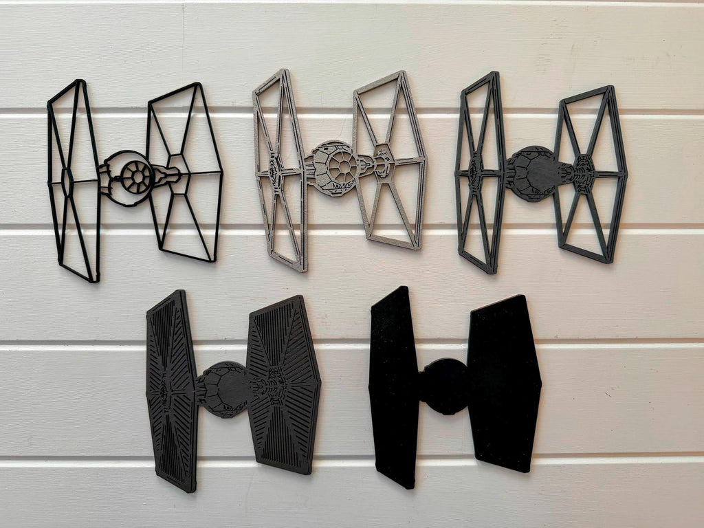 Star Wars Inspired X-Wing vs TIE Fighter Wall Art | Layered Wood Space Battle | Yavin Planet Scene | Laser Cut Sci-Fi Decor