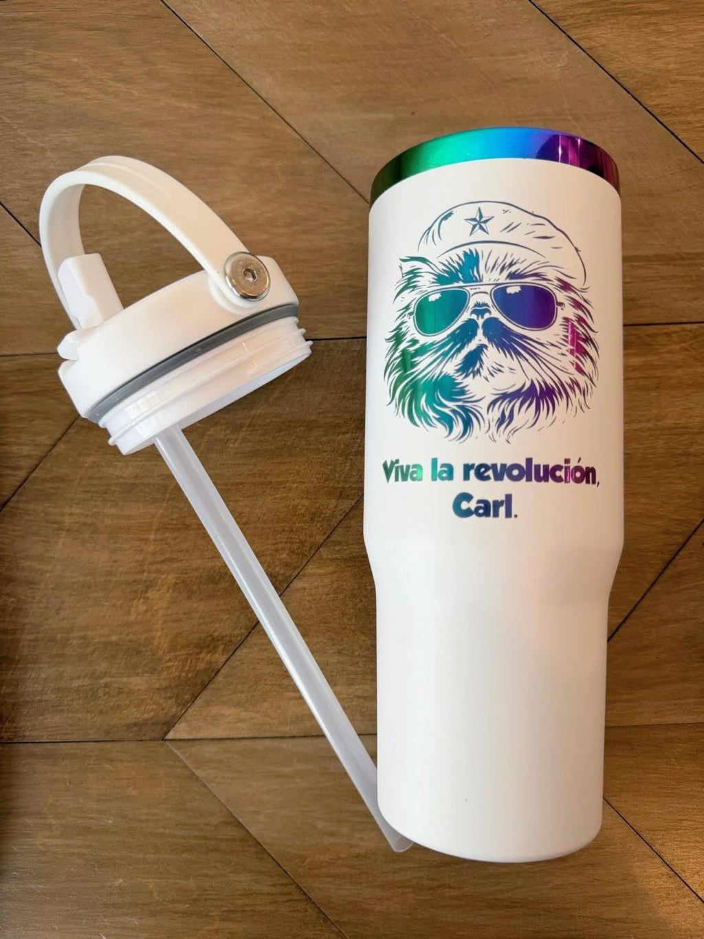 Viva La Revolucion, Carl 30 oz. Tumbler | Princess Donut Cup | Dungeon Crawler Carl 30oz Rainbow Stainless Steel | Black or White