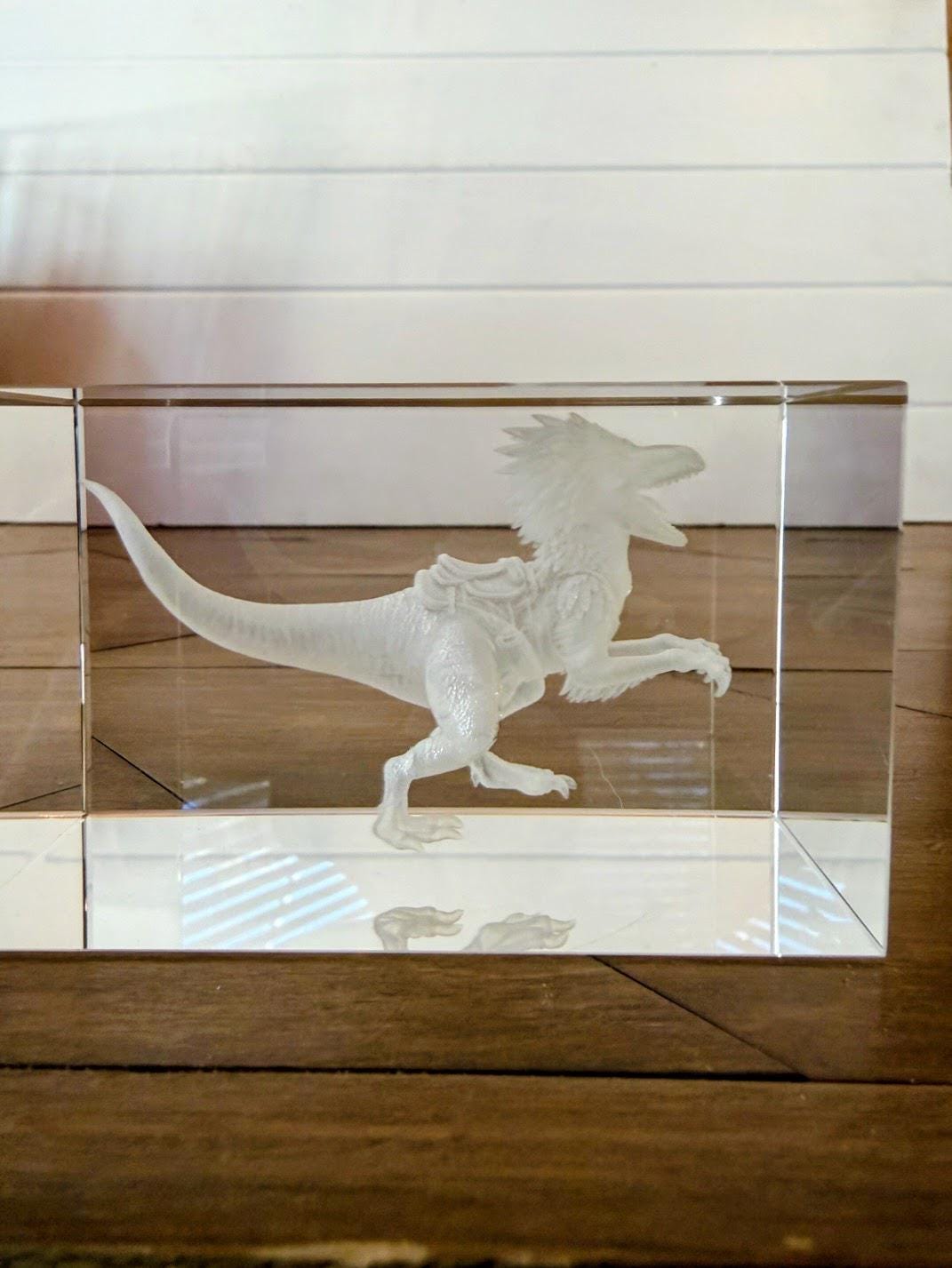 Mongo Glass Engraved Cube – 3D Internal Laser Engraving | Dungeon Crawler Carl Raptor Collectible | Nerdy Display Gift