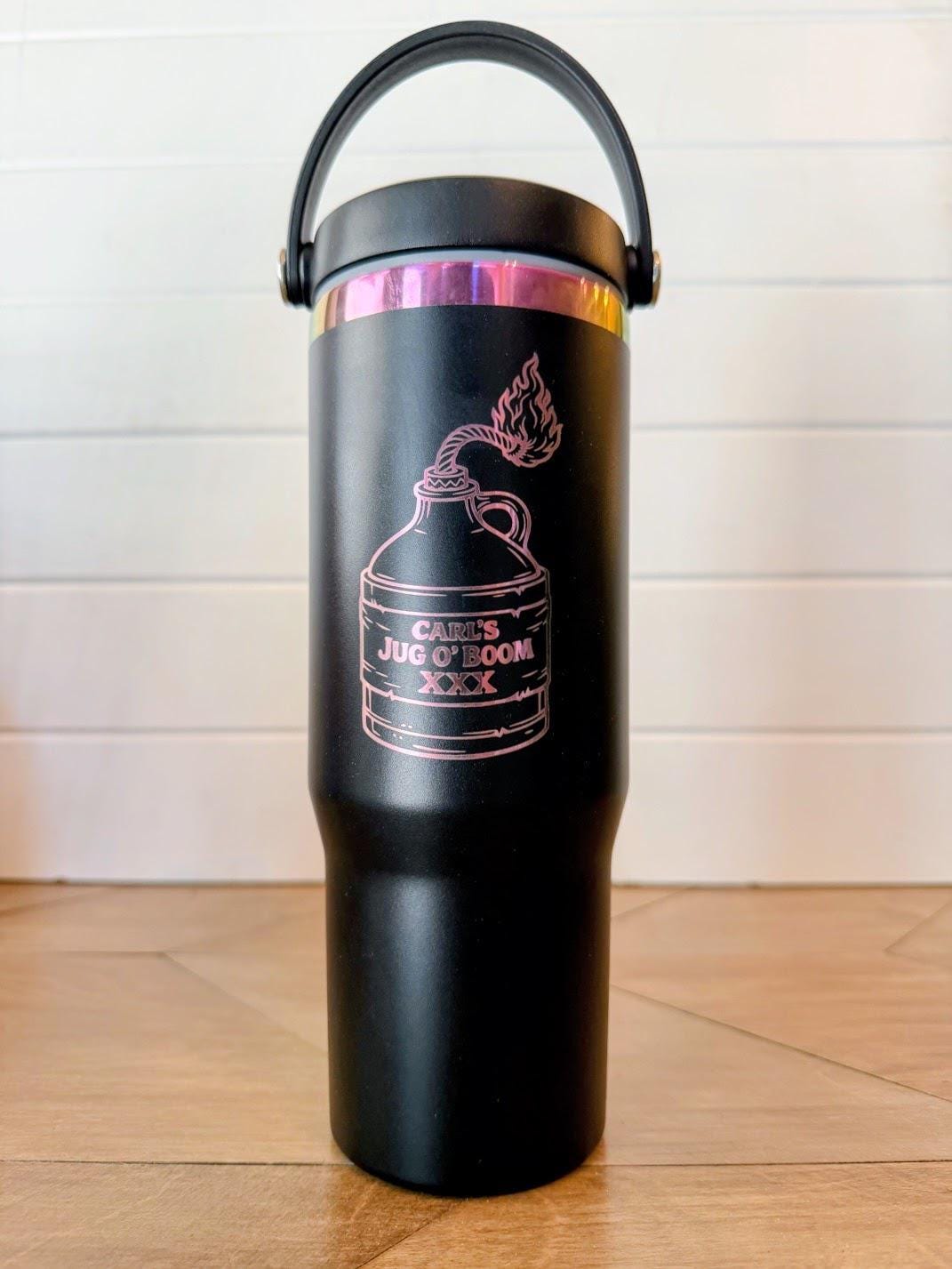 Carl's Jug O Boom | Dungeon Crawler Carl Tumbler |  30oz Rainbow Engraved Cup | Black or White Stainless Steel