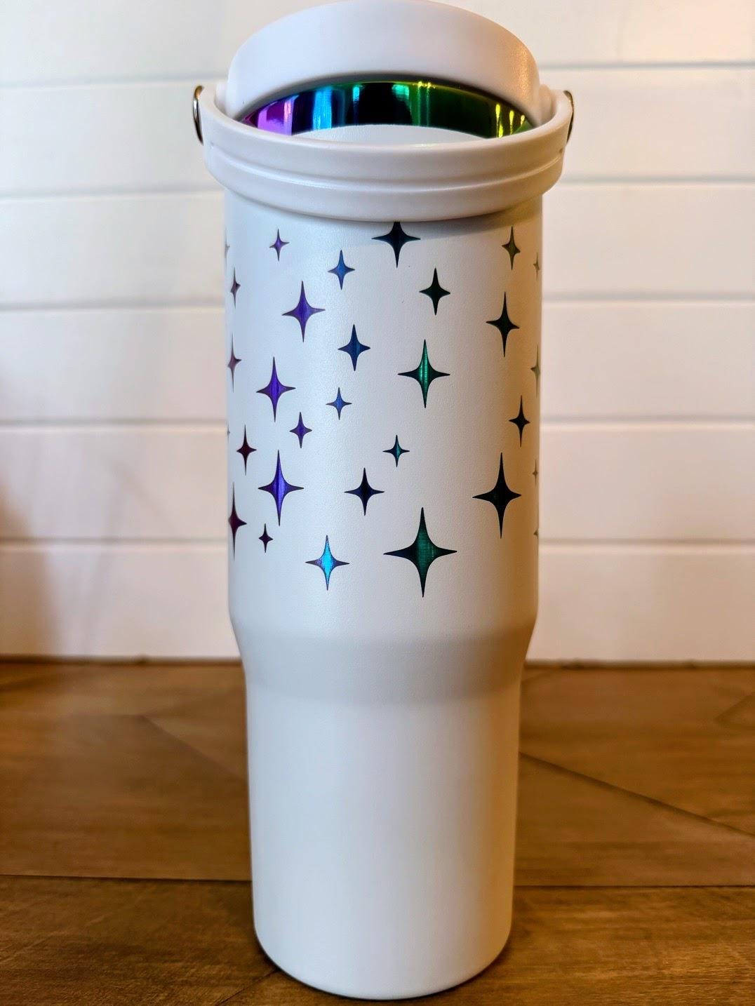 Princess Posse Tumbler | Dungeon Crawler Carl Princess Donut | 30oz Rainbow Engraved Cup | Black White Stainless Steel