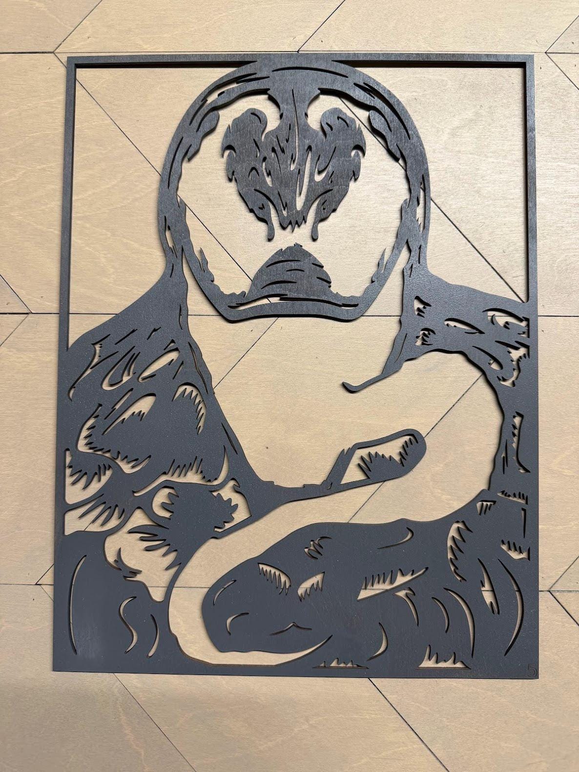 Venom Layered Wood Wall Art | 3D Laser Cut Marvel Decor | Symbiote Supervillain Sign | Handmade Comic Wall Hanging