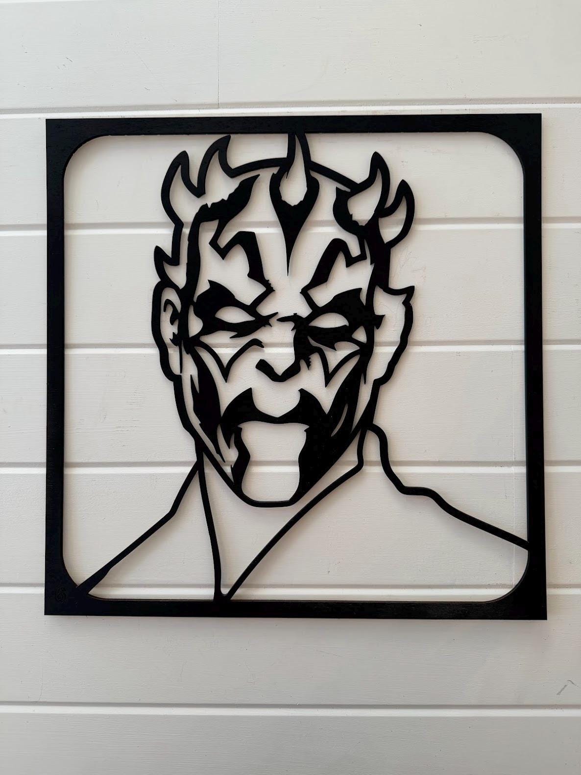 Darth Maul Layered Wood Wall Art | Star Wars Inspired Decor | 3D Laser Cut Framed Sign | Sith Wall Art | Nerd Room Decor