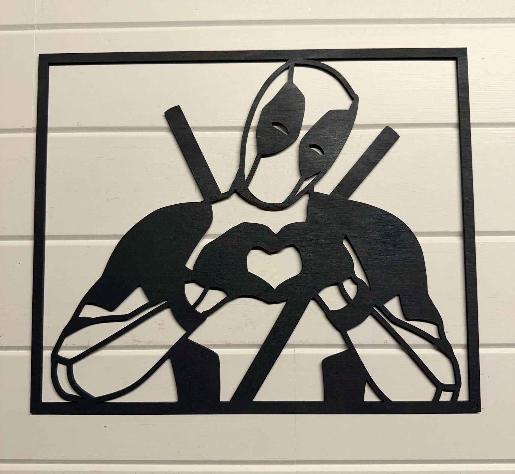 Deadpool Layered Wood Wall Art | 3D Laser Cut Marvel Decor | Funny Antihero Sign | Handmade Comic Wall Hanging