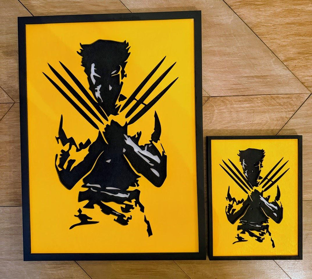 Wolverine Layered Wood Wall Art | X-Men Inspired Comic Decor | Laser Cut 3D Framed Sign | Nerd Room Gift | Handmade Superhero Display