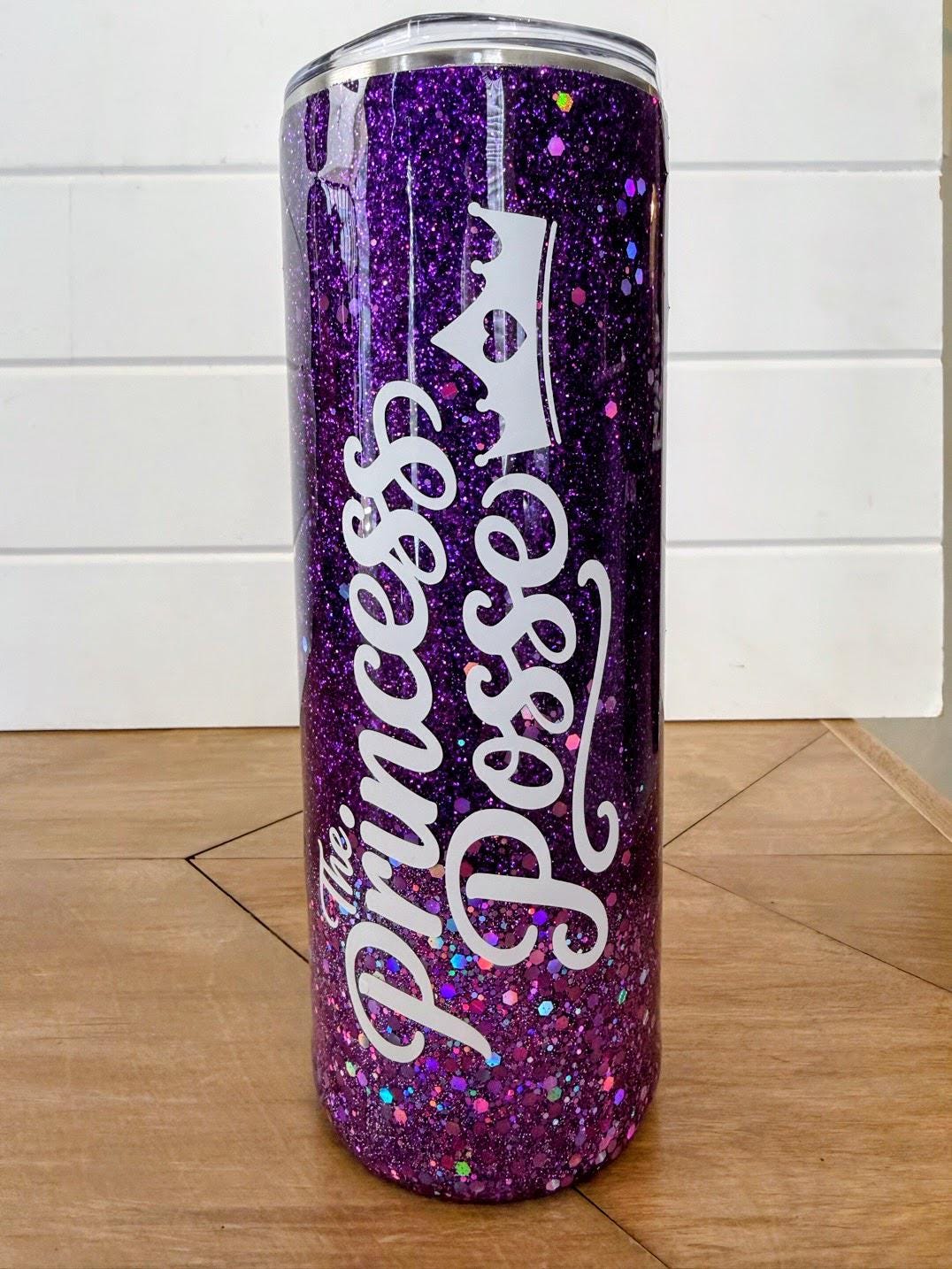 Princess Posse Glitter Tumbler | Dungeon Crawler Carl Inspired | Personalized Name Cup | 20oz Slim Stainless Steel | Purple Glitter