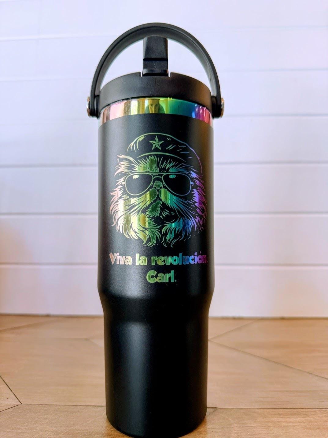 Viva La Revolucion, Carl 30 oz. Tumbler | Princess Donut Cup | Dungeon Crawler Carl 30oz Rainbow Stainless Steel | Black or White