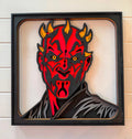 Darth Maul Layered Wood Wall Art | Star Wars Inspired Decor | 3D Laser Cut Framed Sign | Sith Wall Art | Nerd Room Decor