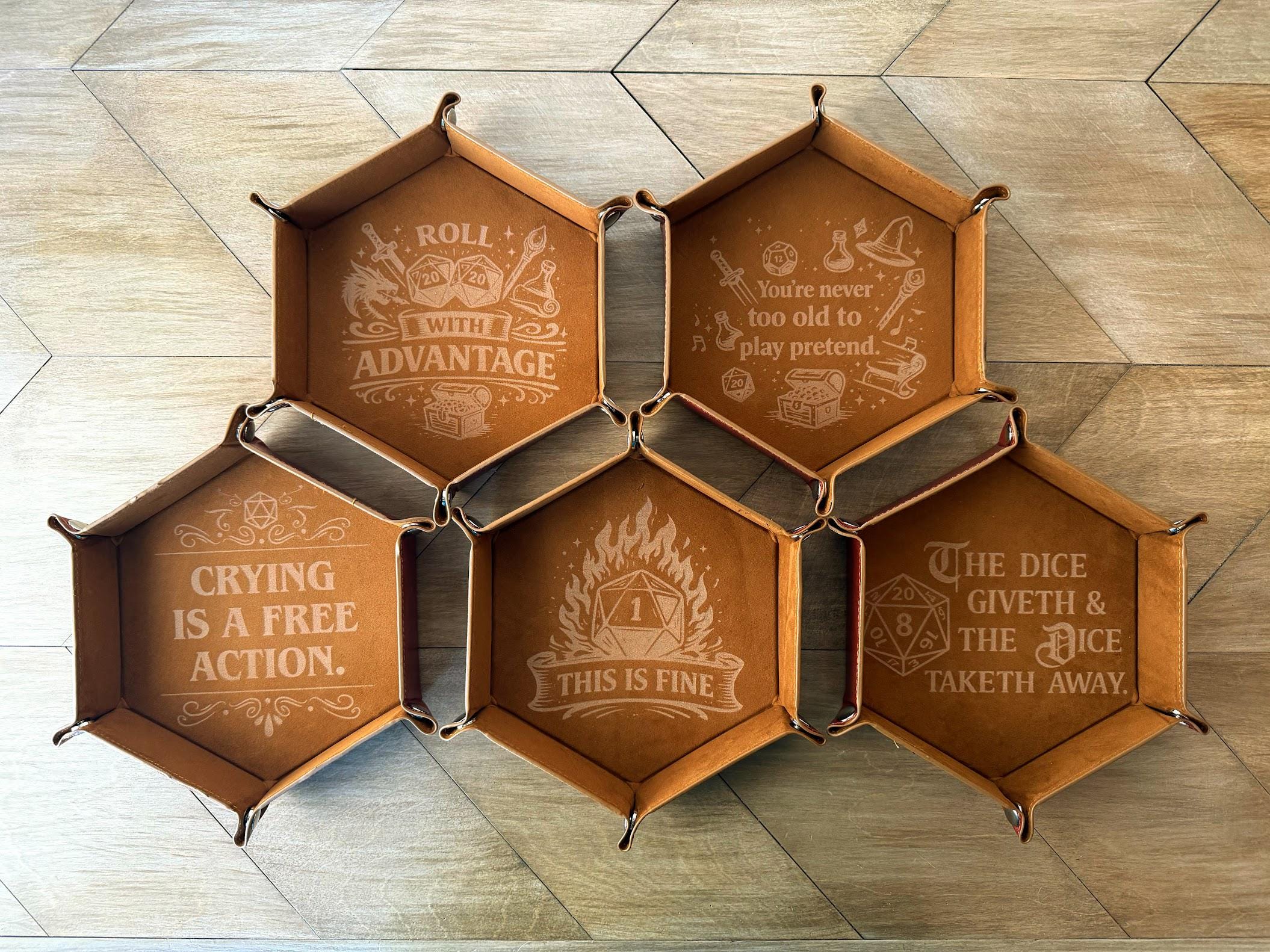Collapsible Faux Leather Dice Tray | Laser Engraved RPG Rolling Tray (DND Gift)