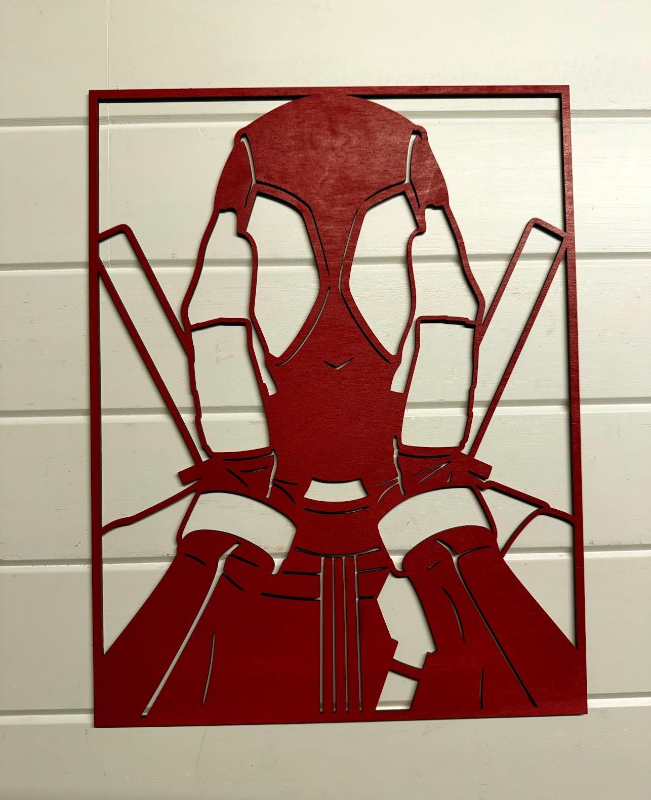 Deadpool “Oh No Anyway” Layered Wood Wall Art | 3D Laser Cut Marvel Decor | Funny Meme Superhero Sign | Handmade Comic Wall Hanging
