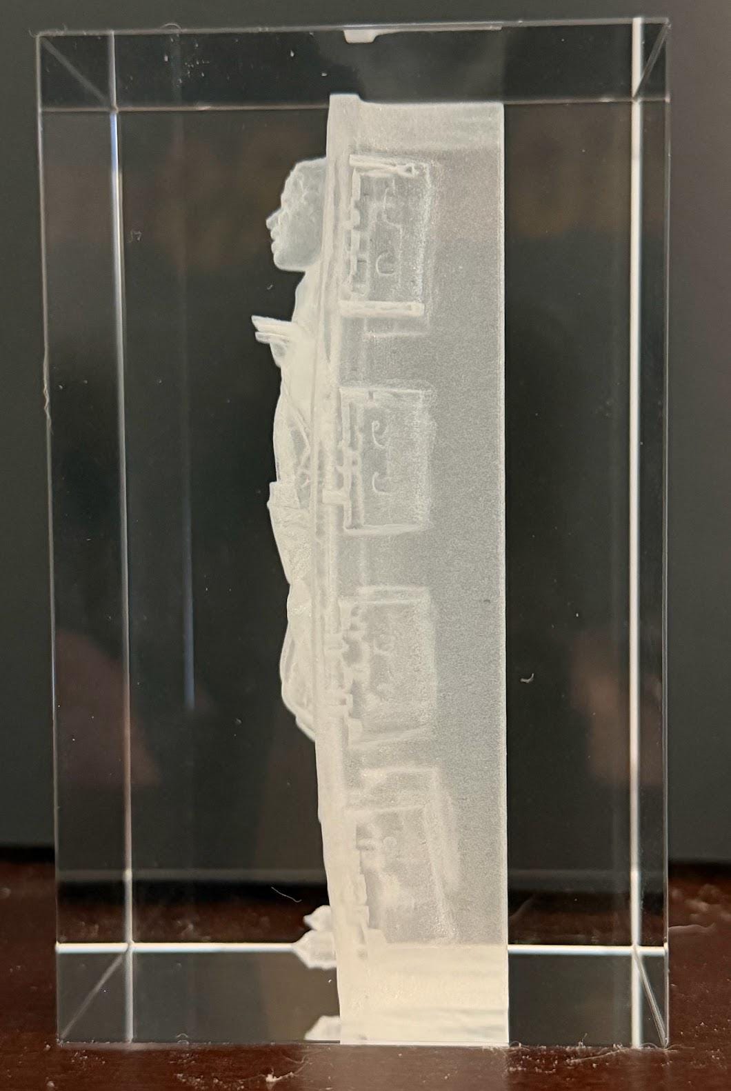 Han Solo in Carbonite Crystal Cube | Laser Engraved Star Wars Display | 3D Glass Block Collectible | Sci Fi Fan Gift Decor