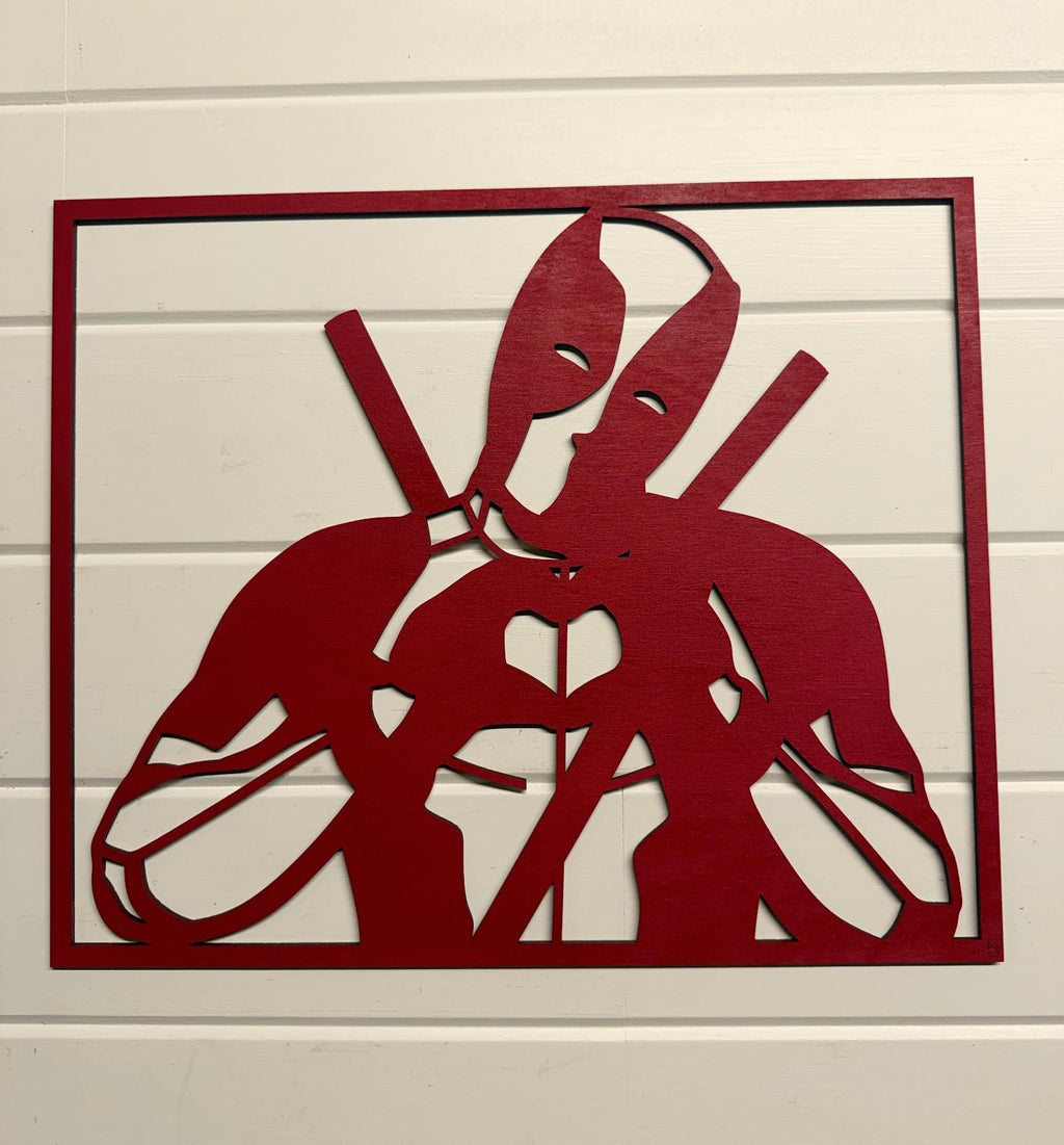 Deadpool Layered Wood Wall Art | 3D Laser Cut Marvel Decor | Funny Antihero Sign | Handmade Comic Wall Hanging