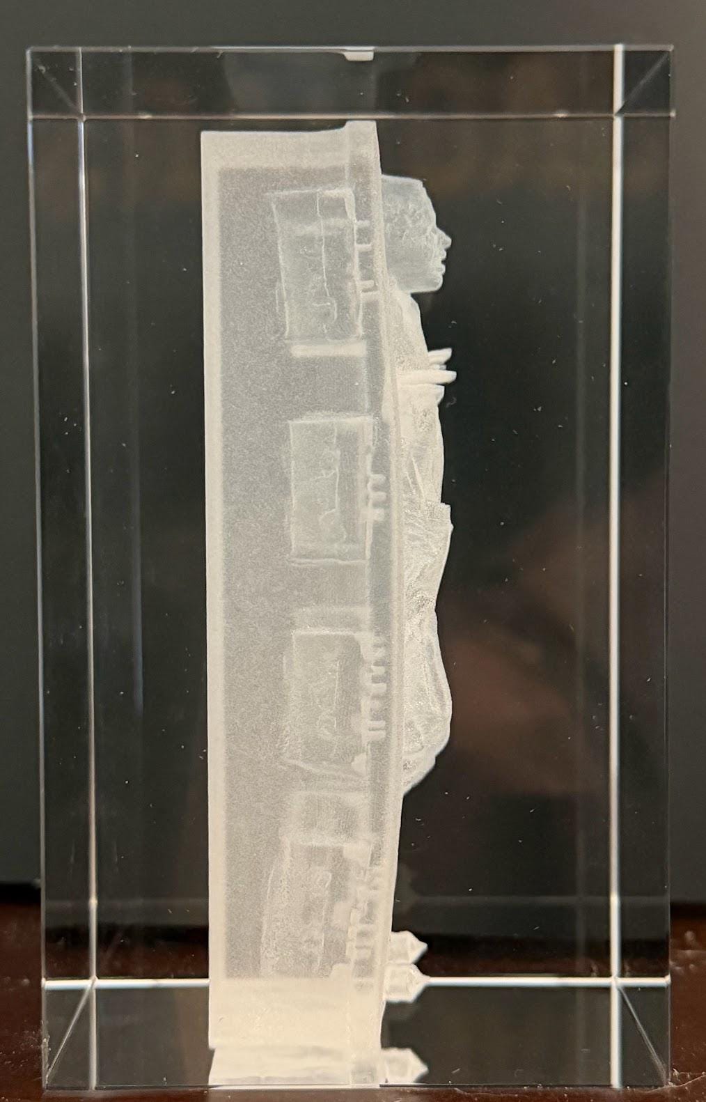 Han Solo in Carbonite Crystal Cube | Laser Engraved Star Wars Display | 3D Glass Block Collectible | Sci Fi Fan Gift Decor