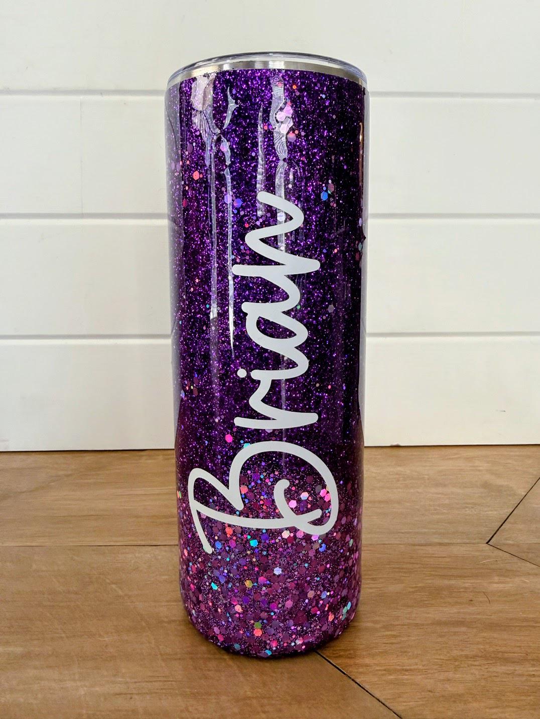 Princess Posse Glitter Tumbler | Dungeon Crawler Carl Inspired | Personalized Name Cup | 20oz Slim Stainless Steel | Purple Glitter