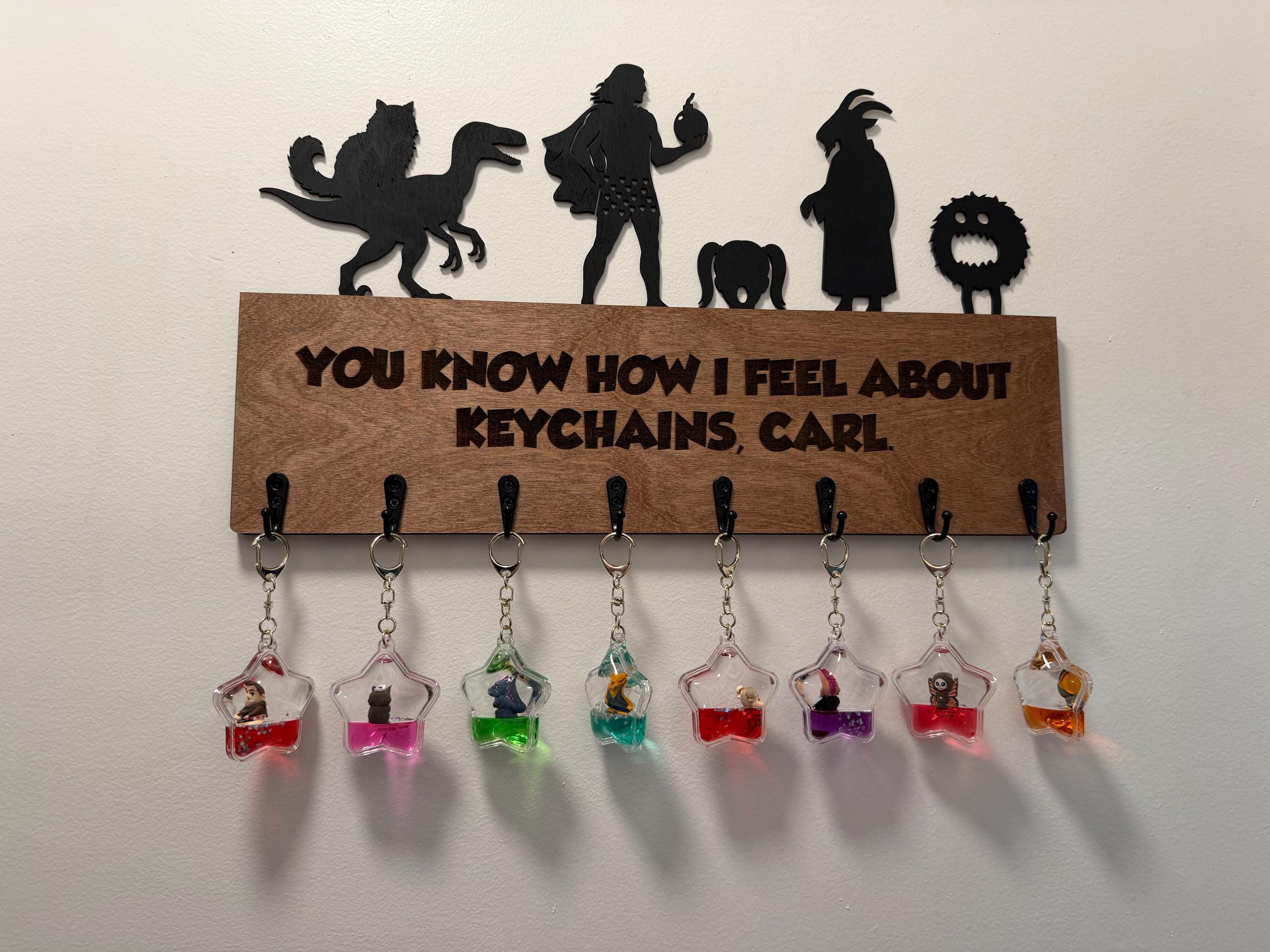 Dungeon Crawler Carl Inspired Tsunameez Keychain Display Holder | 8 Hook Collector Rack | Princess Donut | Mongo | Samantha | Nerd Room Decor