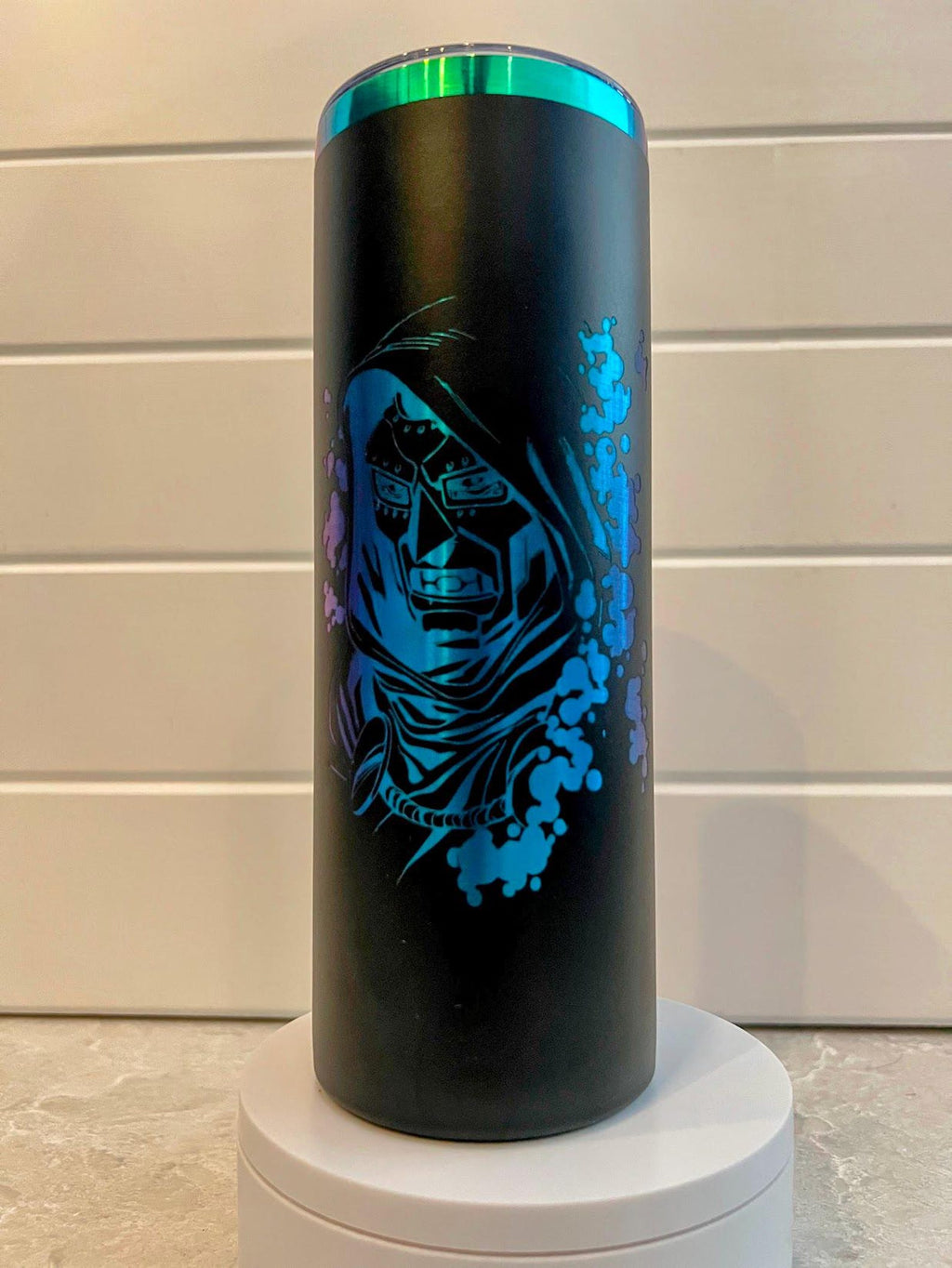 Doctor Doom Tumbler | 20oz or 30oz Rainbow Laser Engraved Cup | Victor Von Doom Marvel Villain Gift