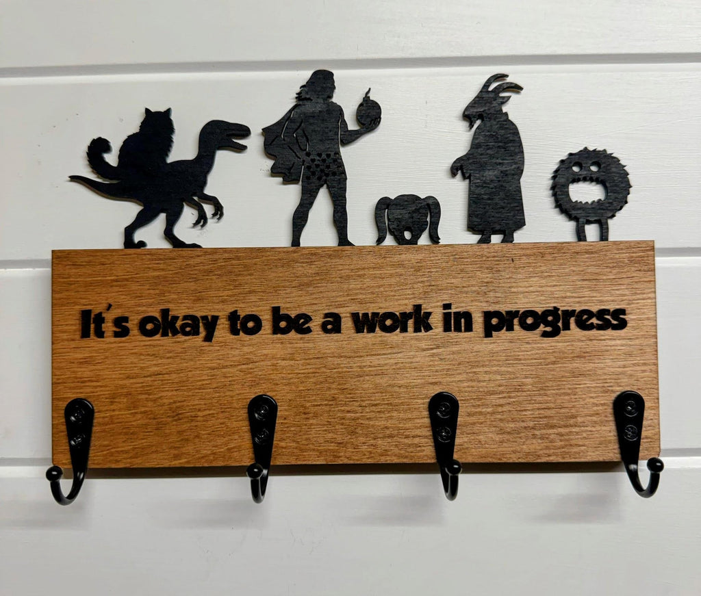 Dungeon Crawler Carl Key Holder for Wall | Wooden DCC Key Rack | Nerdy Home Decor | LitRPG Book Lover & Housewarming Gift