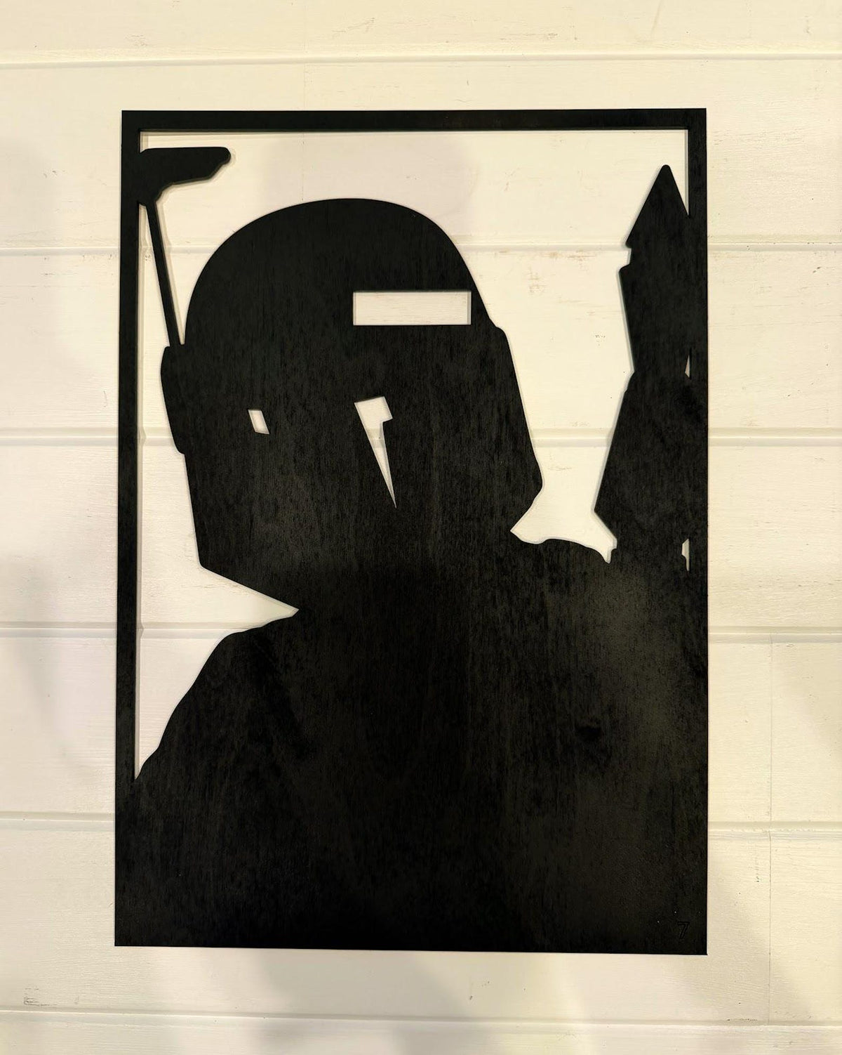 Boba Fett Layered Wood Wall Art | 3D Laser Cut Star Wars Decor | Mandalorian Bounty Hunter Sign | Handmade Sci-Fi Wall Hanging - Large