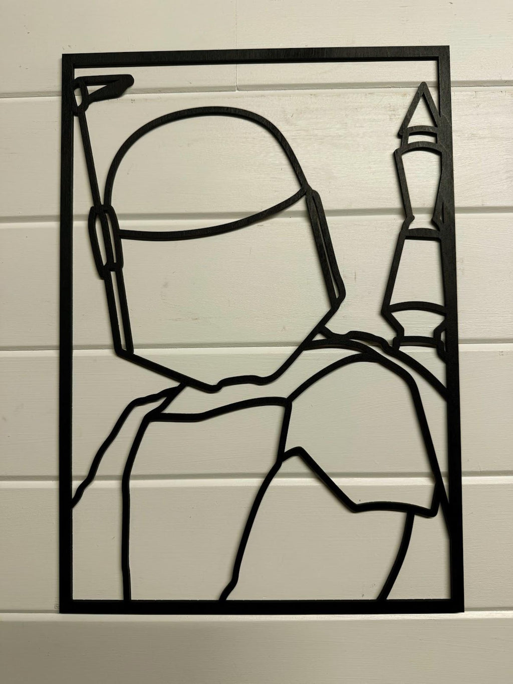 Boba Fett Layered Wood Wall Art | 3D Laser Cut Star Wars Decor | Mandalorian Bounty Hunter Sign | Handmade Sci-Fi Wall Hanging - Large